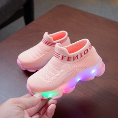 Tênis Infantil Infantil Bebé Meninas Meninos Letter Mesh Led Meias Luminosas T - comprar online