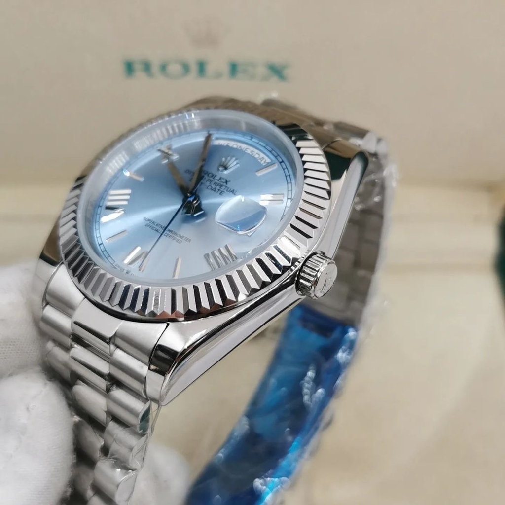 rolex day date azul claro feminimo masculino unisexx