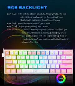 Redragon fizz k617 rgb usb mini teclado mecânico para jogos interruptor vermelho 61 teclas cabo destacável com fio, portátil para viagens na internet