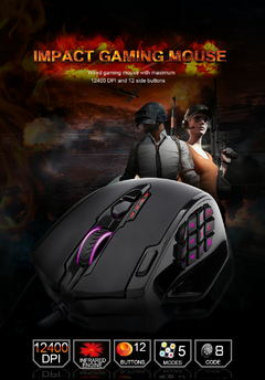 Redragon M908 Impact USB com fio RGB Gaming Mouse 12400 DPI 17 botões de jogo programável Ratos ópticos retroiluminado computador portátil PC - loja online