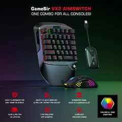 Conjunto de adaptador e mouse de teclado GameSir VX2 AimSwitch para Xbox Series X, PlayStation 4, PS4, console de videogame Nintendo Switch