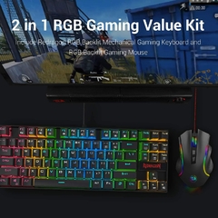 Conjunto de teclado e mouse Redragon K552-RGB-BA Combinação mecânica de teclado e mouse para jogos com LED RGB com fio 60% para jogadores de PC com Windows na internet