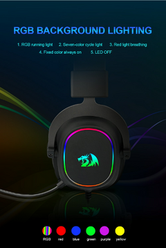 Imagem do REDRAGON ZEUS X H510 RGB Gaming Headphone USB Cancelamento de ruído, 7.1 Surround Compute headset Fones de ouvido Microfone para PC PS4