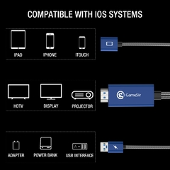 GameSir GTV100 Mobile HDMI Display Cable 1920x1080P Transmission for iPhone / iPad GTV130 5-Port USB Hub for Nintendo Switch - Império gamer