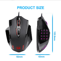 Redragon M908 Impact USB com fio RGB Gaming Mouse 12400 DPI 17 botões de jogo programável Ratos ópticos retroiluminado computador portátil PC - comprar online