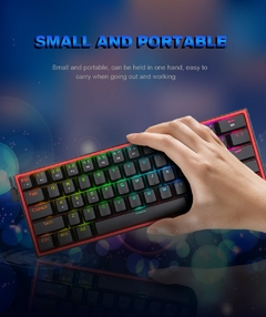 Redragon fizz k617 rgb usb mini teclado mecânico para jogos interruptor vermelho 61 teclas cabo destacável com fio, portátil para viagens - loja online