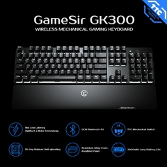 GameSir GK300 Teclado Mecânico para Jogos Bluetooth Liga de Alumínio Teclado Sem Fio com Descanso de Pulso para Android / Apple / PC