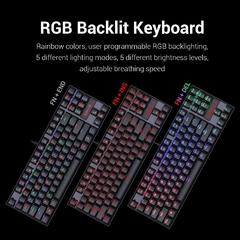 Conjunto de teclado e mouse Redragon K552-RGB-BA Combinação mecânica de teclado e mouse para jogos com LED RGB com fio 60% para jogadores de PC com Windows na internet