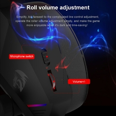 Fone de ouvido para jogos com iluminação de fundo RGB REDRAGON Paris H390, som surround 7.1 USB, fone de ouvido para computador, fone de ouvido com microfone - Império gamer