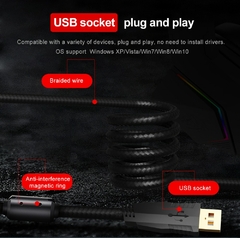 Imagem do Fone de ouvido para jogos com iluminação de fundo RGB REDRAGON Paris H390, som surround 7.1 USB, fone de ouvido para computador, fone de ouvido com microfone