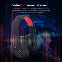 Fone de ouvido para jogos com iluminação de fundo RGB REDRAGON Paris H390, som surround 7.1 USB, fone de ouvido para computador, fone de ouvido com microfone na internet