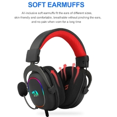 REDRAGON ZEUS X H510 RGB Gaming Headphone USB Cancelamento de ruído, 7.1 Surround Compute headset Fones de ouvido Microfone para PC PS4 - Império gamer