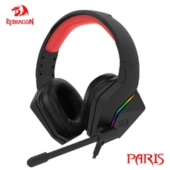 Fone de ouvido para jogos com iluminação de fundo RGB REDRAGON Paris H390, som surround 7.1 USB, fone de ouvido para computador, fone de ouvido com microfone