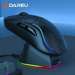 DAREU PC Gaming Mouse Tri-mode Connect Bluetooth Wired 2.4G Wireless Mouse with Charging Base KBS Buttons Mous for Laptop Gamer