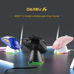 DAREU PC Gaming Mouse Tri-mode Connect Bluetooth Wired 2.4G Wireless Mouse with Charging Base KBS Buttons Mous for Laptop Gamer na internet