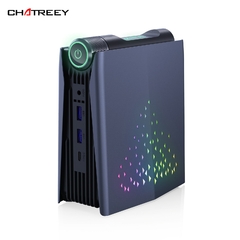 Chatreey AMR5 Mini PC Ryzen 5 5600U Iluminação colorida Gaming Desktop Computer Dual m.2 SSD Wifi6 BT 5.2 Pré-instalar Windows 11