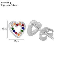 Par de Brincos Coração com Zircônias coloridas na internet