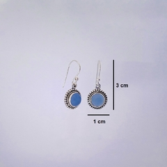 Par de Brincos bali com Pedra Natural Quartzo Azul - comprar online