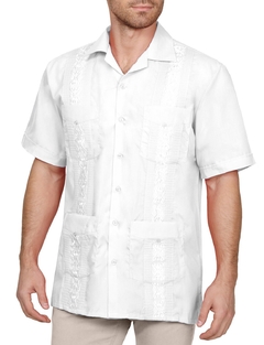 Camisa Guayabera Manga Corta Blanca - 4 Bolsillos