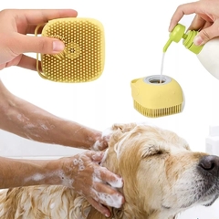 Escova de silicone macia para banhode pets