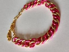 Pulseira Correntaria Dupla Dourada e Pink - comprar online