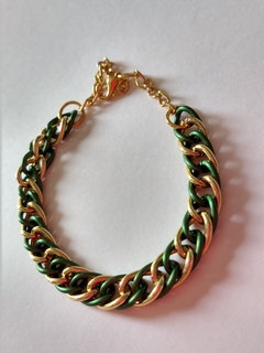 Pulseira Correntaria Dupla Dourada e Verde - comprar online