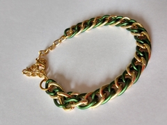 Pulseira Correntaria Dupla Dourada e Verde