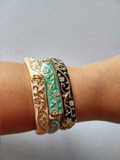 Bracelete Metal Esmaltado Turquesa - comprar online