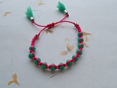 Pulseira Macrame Fio Rosa Cristal Verde - comprar online