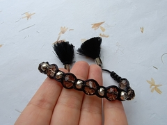 Pulseira Macrame Fio Preto Cristal Fumê na internet