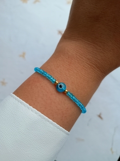 Pulseira de Cristal Azul Olho Grego