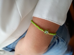 Pulseira de Cristal Verde Claro Olho Grego