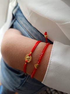 Pulseira Cristal Vermelho Coração Dourado - Just Be You Accessories