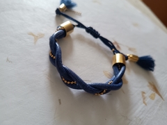 Pulseira Trançada Fio Encerado Azul Marinho - comprar online