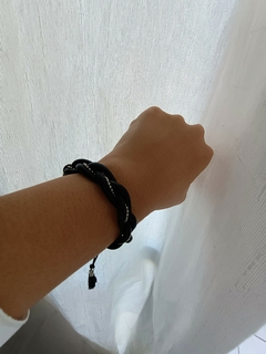 Pulseira Trançada Fio Encerado Preto na internet