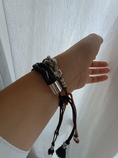 Pulseira Trançada Trama de Metal Prateado