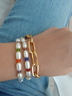 Dupla de Pulseiras de Pérolas Barrocas e Cristais - comprar online