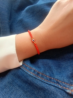 Pulseira de Cristal Vermelho Olho Grego