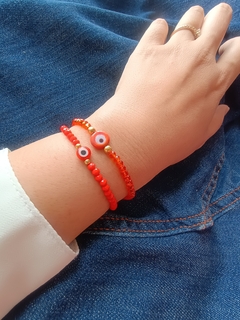 Pulseira de Cristal Vermelho Olho Grego - comprar online