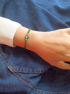 Pulseira de Cristal Verde Escuro Olho Grego - comprar online