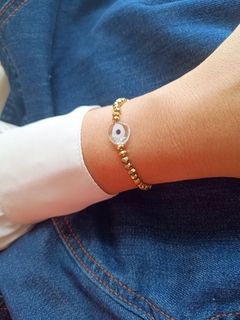 Pulseira de Cristal Dourado Olho Grego - comprar online