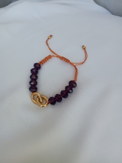 Pulseira de Cristais Roxo com Elos