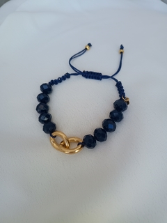 Pulseira de Cristais Azul Marinho com Elos