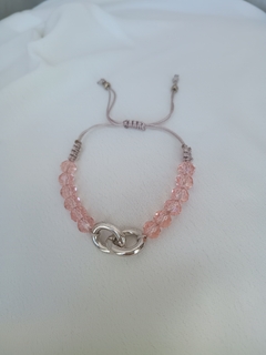 Pulseira de Cristais Rosa com Elos