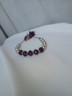 Pulseira Bolas e Cristais Roxo