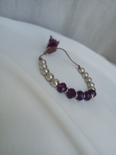 Pulseira Bolas e Cristais Roxo - comprar online