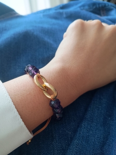 Pulseira de Cristais Roxo com Elos - Just Be You Accessories