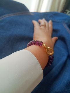 Pulseira de Cristais Roxo com Elos - loja online