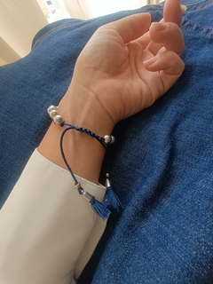 Pulseira Bolas e Cristais Azul Marinho - loja online