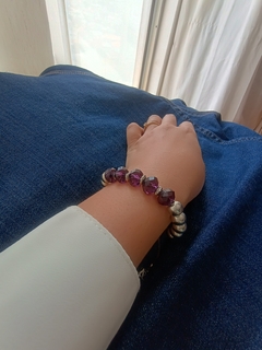 Pulseira Bolas e Cristais Roxo na internet